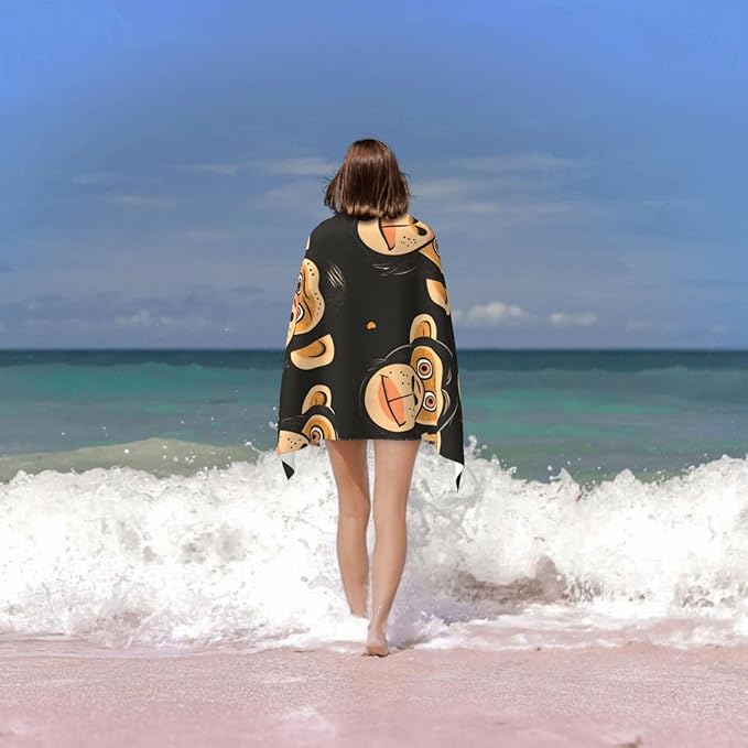 Monkey Beach Towel 31inx51in, Animal Sand-Free Microfiber Bath Towel Ultra Soft Quick Dry Pool Towel Absorbent Towel Lightweight Towel for Swimming Bathroom Decor
