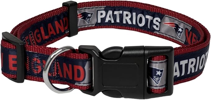 Pets First NFL New England Patriots Licensed PET COLLAR, Large - Heavy-Duty, Strong, and Durable Dog Collar. Available in 31 Football Teams and 4 Sizes