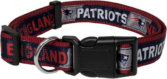 Pets First NFL New England Patriots Licensed PET COLLAR, Large - Heavy-Duty, Strong, and Durable Dog Collar. Available in 31 Football Teams and 4 Sizes