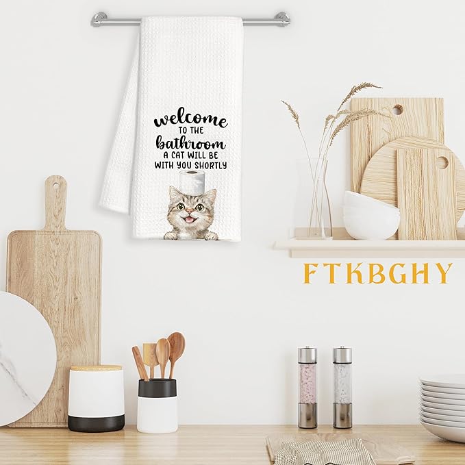 Funny Tabby Cat Hand Towels for Bathroom Decor, Tabby Cat Gifts, Cats Lover Gifts for Women Men Decorative Hand Towels for Bathroom Restroom Room, 16x24 Inch
