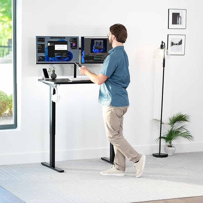 VIVO Black 43 x 24 inch Universal Solid One-Piece Table Top for Standard and Sit to Stand Height Adjustable Home and Office Desk Frames, DESK-TOP43B