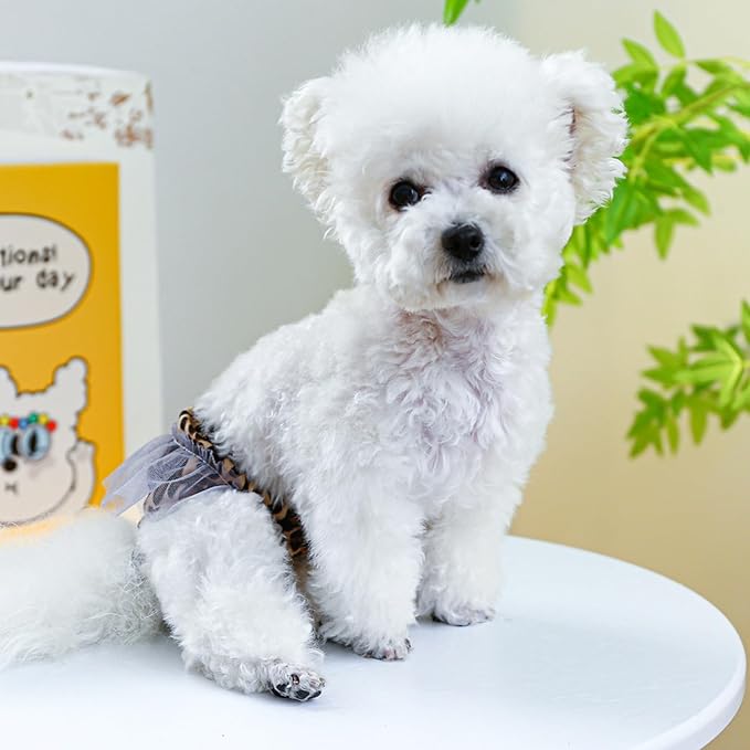 Dog Diapers Female Washable Washable Reusable Female Dog Diapers for Small Medium Size for Dog Diapers Female,Dog Period Panties Diapers Girl Adjustable Elastic Dog Diapers for Heat Leopard XS