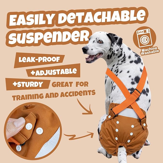 Pet Soft Dog Diapers Female with Suspenders, 3 Pack Reusable Female Dog Diapers for Heat, Dog Period Panties for Doggie in Cycle(X-Large, Deepcolor)