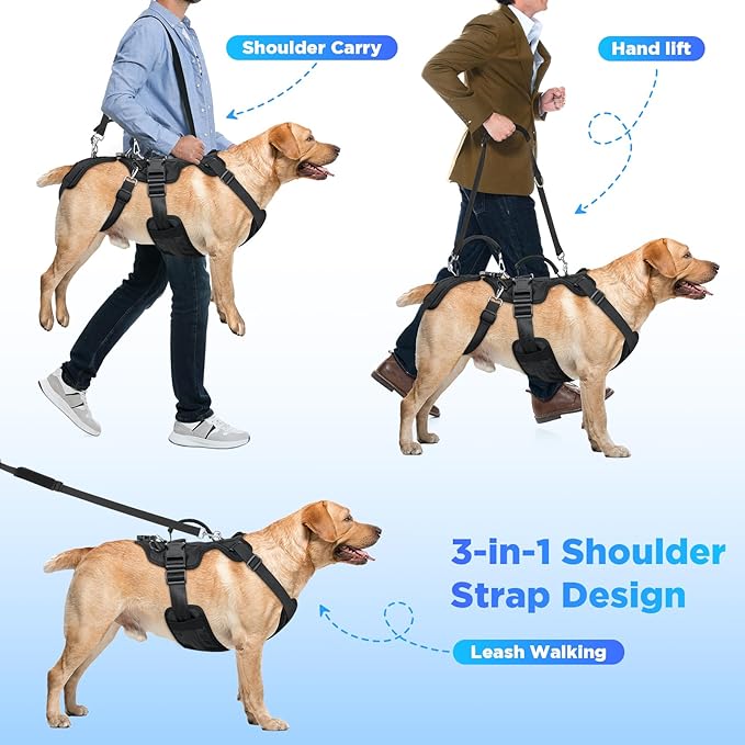 Dog Lift Harness, Full Body Support & Recovery Sling with Rear Leg Strap – Pee-Able Design for Large/Medium Dogs, Mobility Aid Harness for Senior, Injured, Disabled, Arthritic & Post-Surgery Pets (M)