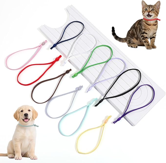 60PCS Stretchy Whelping Collars for Litter, Elastic Puppy Litter Collars Colored Whelping Identification Bands Adjustable Identification Loops for Newborn Puppies and Kittens 12 Colors (Small-3 Inch)