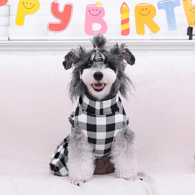 CuteBone Turtleneck Dog Velvet Dress Puppy Skirt Costume Pet Clothes Cat Apparel with Bow Hair Rope for Small Dogs CVD14XXS