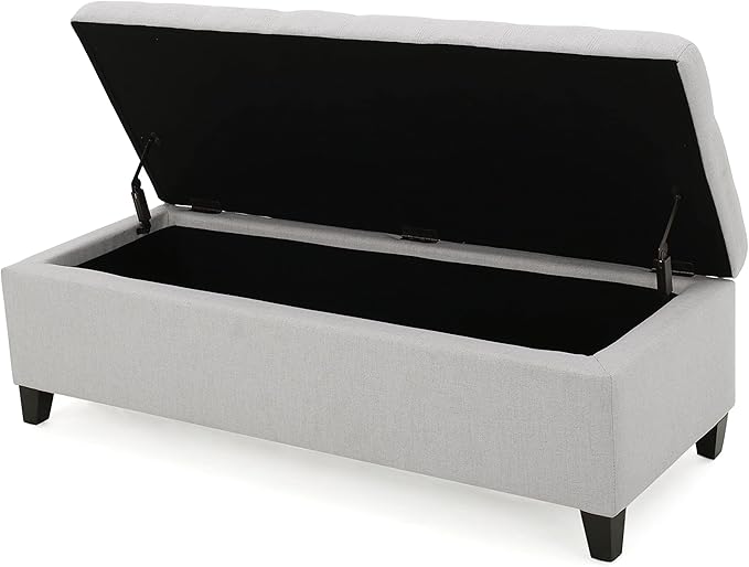 Christopher Knight Home Mission Fabric Storage Ottoman, Light Grey