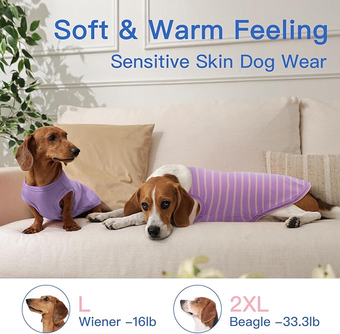 3 Pack Sweaters for Medium Dogs Girl -Pink-XXL,Striped Pullover | Soft Stretchy Shirt for Sensitive Skin,Sleeveless Lightweight for Travel,Party,Walking Keep Warm
