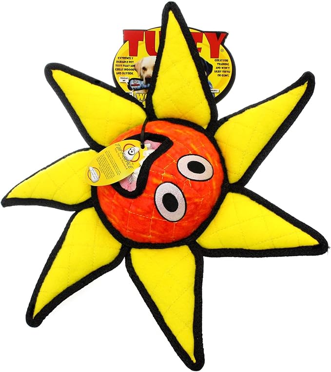 TUFFY® - World's Tuffest Soft Dog Toy - Alien - Multiple Layers. Made Durable, Strong & Tough. Interactive Play (Tug, Toss & Fetch). Machine Washable & Floats. (Ball Red Flower, Large)
