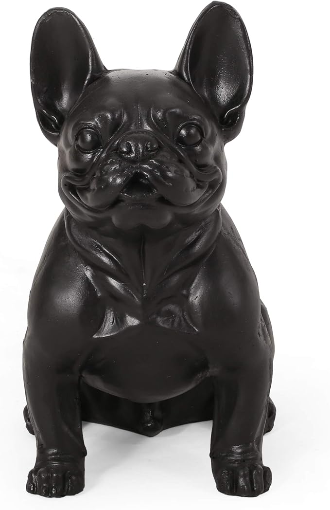 Christopher Knight Home Tamara Outdoor French Bulldog Garden Statue, Matte Black