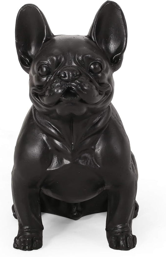 Christopher Knight Home Tamara Outdoor French Bulldog Garden Statue, Matte Black