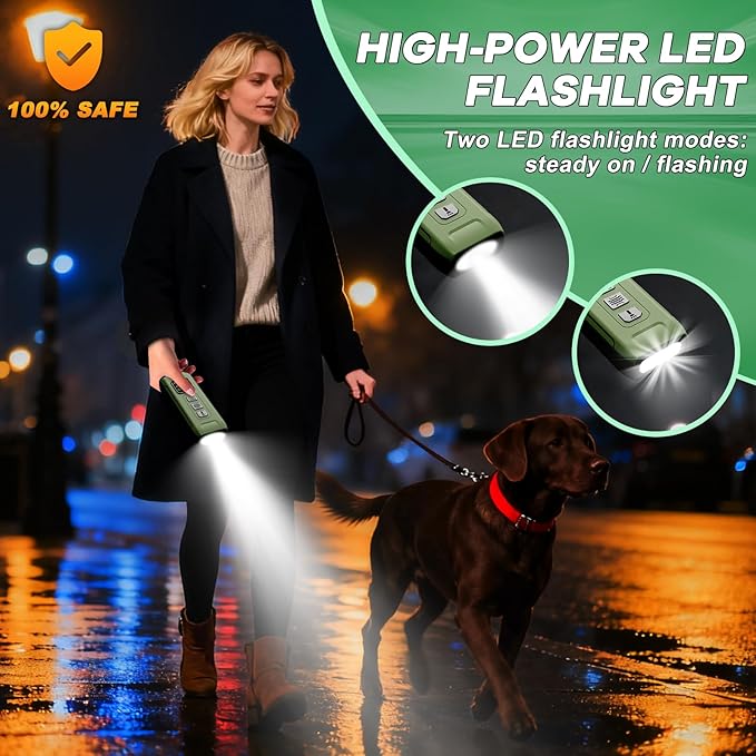 Ultrasonic Dog Bark Deterrent & Anti-Barking Training Device, 3 Modes to Stop Dog Barking, Handheld Tool, Safe, Rechargeable, Compact and Portable, Suitable for Indoor/Outdoor Use(Green)