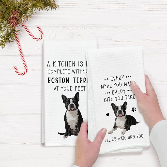 Funny Boston Terrier Dish Towels for Kitchen Sets of 2, Gifts for Dog Lover, Drying Cloth Tea Towel Hand Towels for Cooking Baking Bathroom Decor, 16 x 24 Inch -10