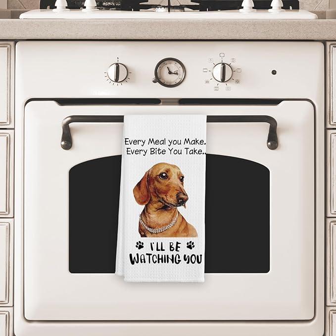 Funny Dachshund Dog Hand Towels for Kitchen, Dog Decorative Kitchen Towels, Dachshund Gifts for Women, Every Meal You Make Every Bite You Take Bath Decorations and Accessories, 16x24 Inches
