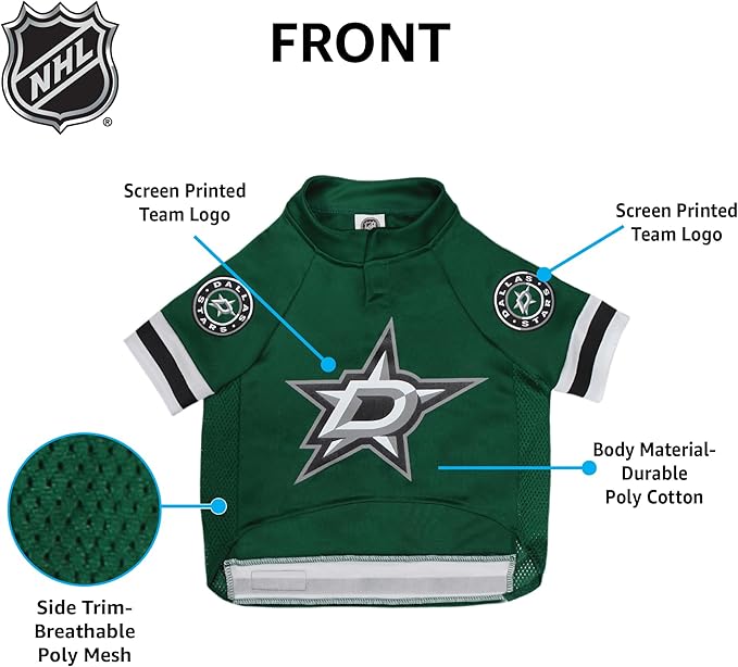 Pets First NHL Dallas Stars Jersey for Dogs & Cats, Medium. - Let Your Pet Be A Real NHL Fan!