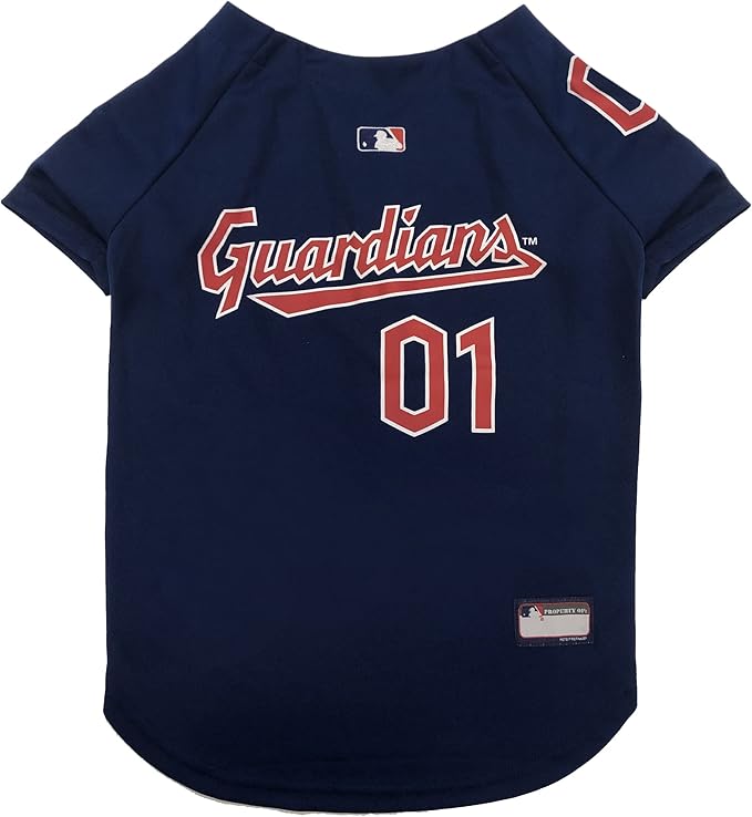 Official MLB Cleveland Guardians Pet Jersey for Dogs & Cats, Size Large - Stylish Baseball Jersey for Your Furry Fan- Show Off Team Spirit with The Perfect Fan Apparel Gear for Pet, Dog & Cat