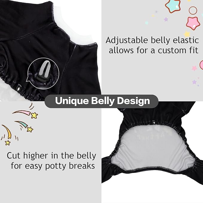 CuteBone Soft & Stretchy Dog Pajamas Buddy is Best Partner - Cozy Pet Jammies Breathable Jumpsuit for Small Dogs - All-Season Comfy Outfit Easy-On Pullover Design - Keeps Pets Warm & Comfortable P342L