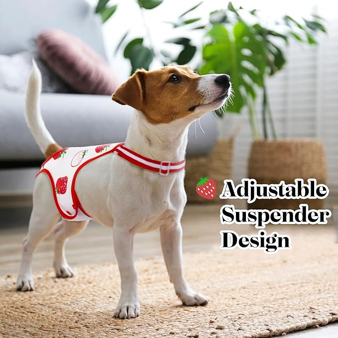 QBLEEV Dog Diapers Female Washable Sanitary Pantie with Adjustable Suspender, Reusable Doggie Period Panties, Pet Underwear Diaper Jumpsuits for Male Dogs in Heat, Puppy Diapers for French Bulldog M