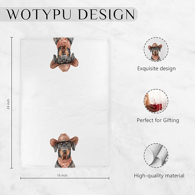 Doberman Pinscher Gift Kitchen Towels, Doberman Gifts Dish Tea Towel for Kitchen Decor, Funny Dobermann Dog Hand Towels for Bathroom Decor, Dog Lover Mom Gifts, 16x24 Inch