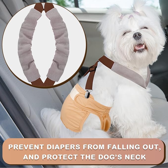 Saintrygo 2 Pcs Dog Suspenders for Diapers Female Male Belly Bands Canine Harness Keep Diaper on Your Pet for Small Medium and Large Dogs(Black, Brown,Medium)