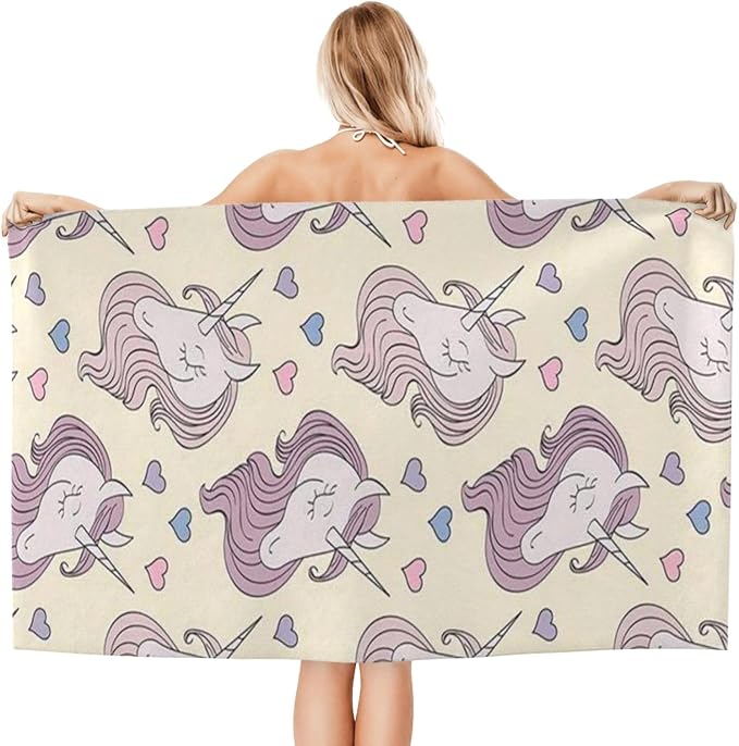 Cute Unicorn Beach Towel for Kids/Girls/Toddler/Baby, Personalized Microfiber Beach Towels Bulk, Quick Dry Beach Towel for Pool, Lightweight Bath Towels Oversized Clearance 30"x 60"
