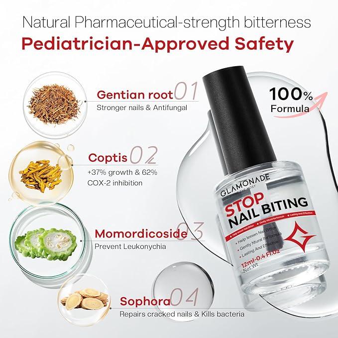 2-in-1 Stop Nail Biting Treatment Kit: Extra Bitter Polish to Deter Biting & Professional Nail File to Smooth Jagged Edges Complete Solution to Remove Biting Triggers for Kids & Adults