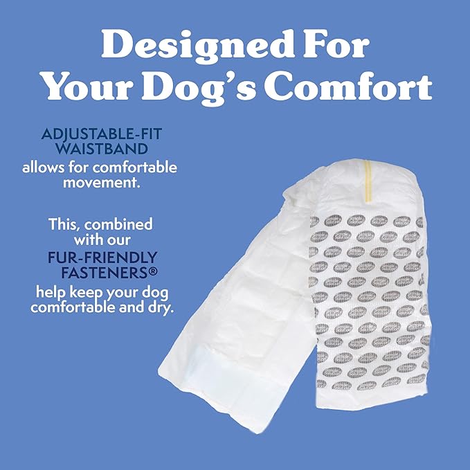 Simple Solution Disposable Dog Wraps, Male Dog Diapers, Puppy Potty Training, Incontinence and Travel Protection, Wraps for Small Dogs, 12-19 Inch Waist, 30 Count