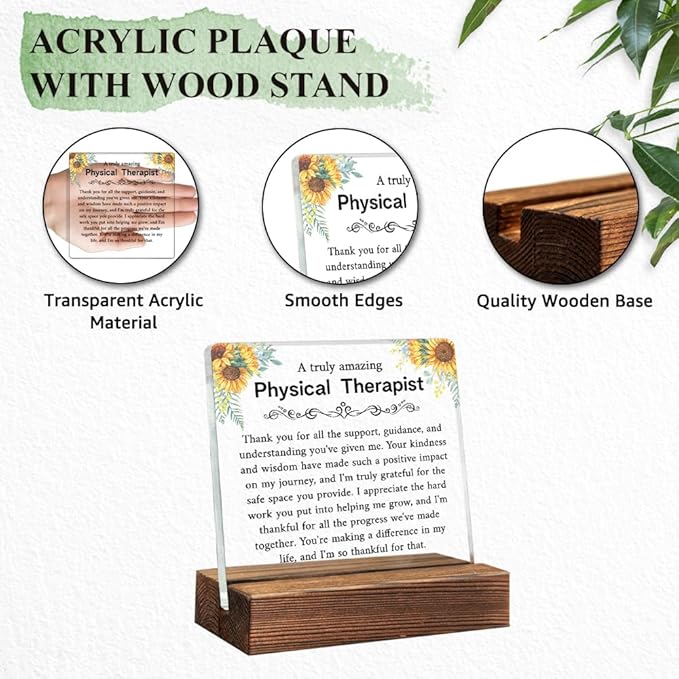 A Truly Amazing Physical Therapist Acrylic Sign with Wood Stand, Thank You Gifts for Physical Therapist, Retirement Gifts for PT, PT Appreciation Present, Thank You Muscle Whisperer Sign