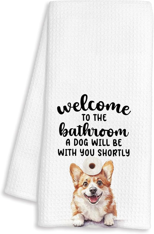 Funny Corgi Hand Towels for Bathroom Decor, Gifts for Corgi Lovers Women Men, Dog Lover Owner Gifts Decorative Hand Towels for Bathroom Restroom Room, 16x24 Inch