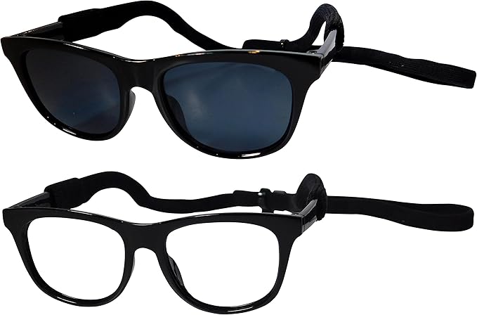 G006 Dog Pet 80s Costume Sunglasses Prop Photoshoot Medium Breeds 20-40 lbs (2-Pack Black+ Black-Clear Lens)