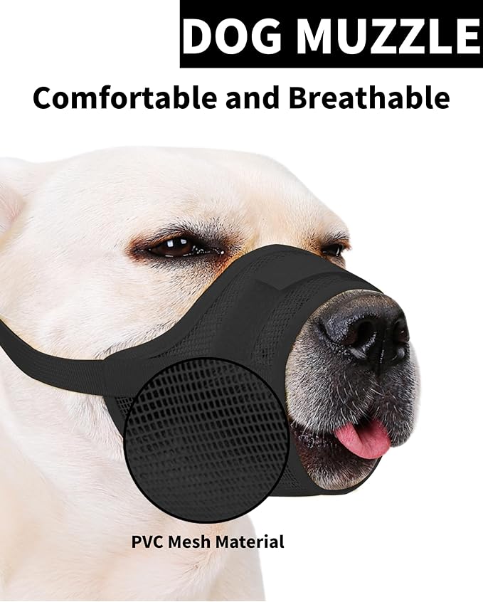 2-Pack Soft Mesh Dog Muzzle – Breathable & Adjustable, No-Bite and Escape-Proof Design for Grooming, Training, Walking – Fits Small, Medium & Large Dogs (Black, S)