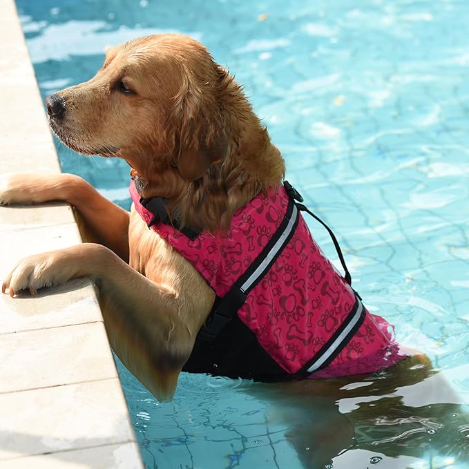 Doglay Dog Life Jacket, Dog Life Vest for Swimming Boating, Adjustable Puppy Life Jacket with Reflective Stripes, Superior Buoyancy Dog Swimming Vest for Small Medium and Large Dogs