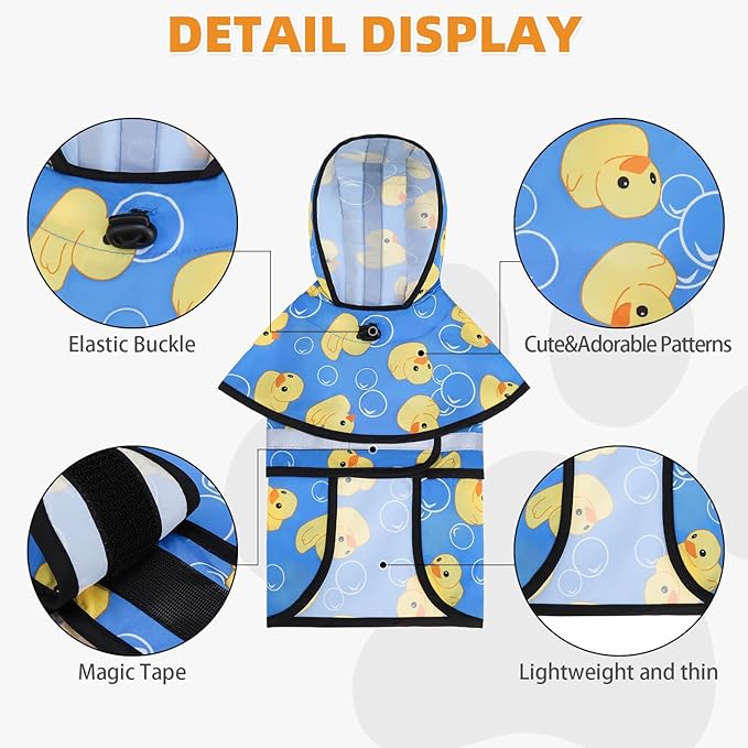 KOOLTAIL Dog Raincoat Hooded Slicker Poncho with Leash Hole, Dog Raincoat for Small Medium Dogs,Waterproof Plush Fleece Lining Pet Rain Jacket with Reflective Adjustable Strip Puppy Rainwear Blue S