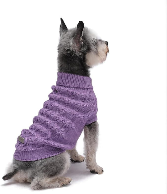 Dog Warm Winter Sweater Pet Clothes Knitwear for Medium Dog for Corgi, West Highland,Schnauzer,Border Collie,Dog Outfits (Purple XL)