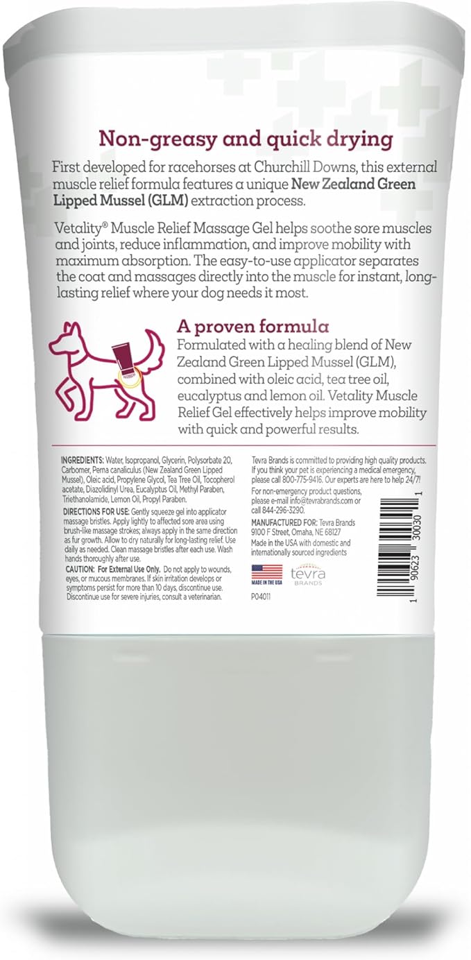 Vetality Muscle Rub Ointment for Dogs | Fast Pain Relief | Soothing Topical Anti-Inflammatory | 3 fl oz | Lemon Scent