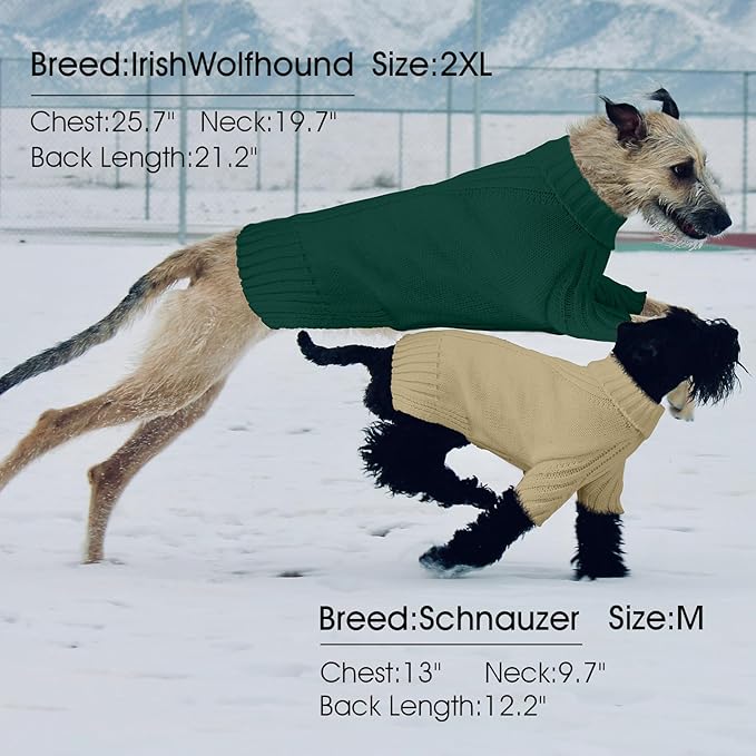 Dog Sweaters for Small Medium Large Dog, Classic Turtleneck Pet Clothes Warm Thermal Doggy Winter Coat, Thick Double Knitting Collar Pullover Cold Weather Puppy Jacket for Indoor & Outdoor Wear