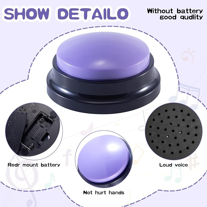 8 Pieces Voice Recording Button Dog Buttons for Communication Pet Training Buzzer Recordable Answer Buzzers Button Game Show Buzzers Funny Gift for Family Study Office Home Trivia Nights