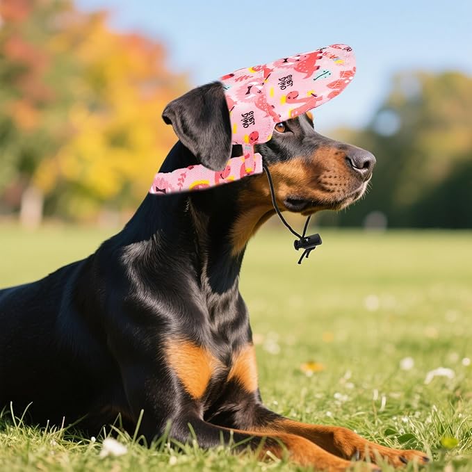 Dinosaurs Sun Hats for Large Dogs Pink Dino Dog Baseball Cap Dog Trucker Hats with Ear Holes L