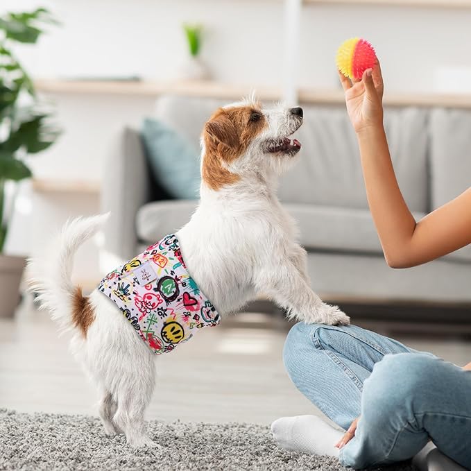 CuteBone Dog Diapers Male Washable Belly Band for Male Dogs Wraps Black 3pcs a Pack DM54S