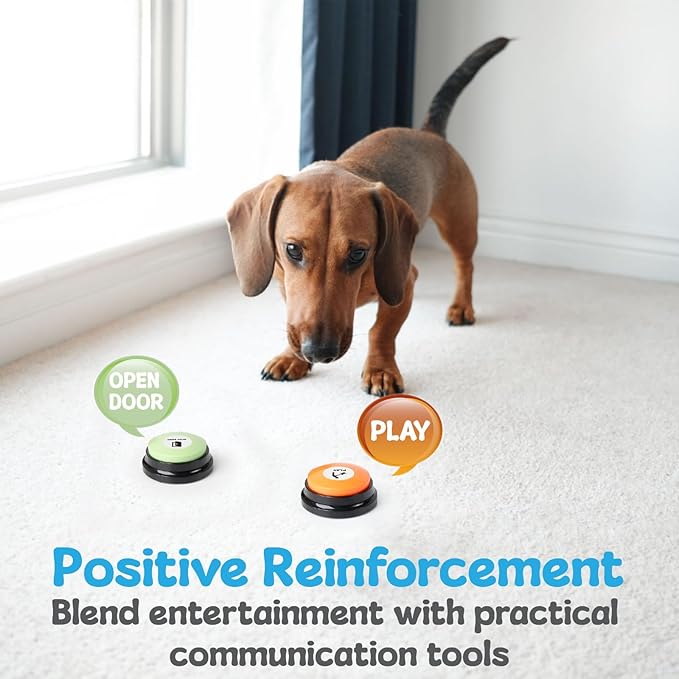 A-URA Dog Buttons for Communication with Mat, HD Sound Quality Dog Talking Button Set – Non-Slip Back Mat, Dog Buttons Talk for Training, Pet Talking Buttons for Dog (Pack of 4)