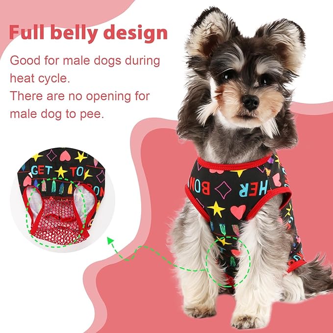 Etdane Dog Period Diapers Small Dog Period Suit Dog Sanitary Panties for Male Female Dogs Diaper Cover for Heat Black/M