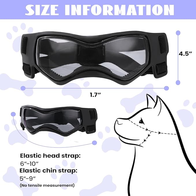 Small Dog Goggles Small Breed, Small Dog Sunglasses UV Eye Protection for Medium Breed Dogs, Doggy Goggles Puppy Eyewear Glasses Pet Sunglasses, Black