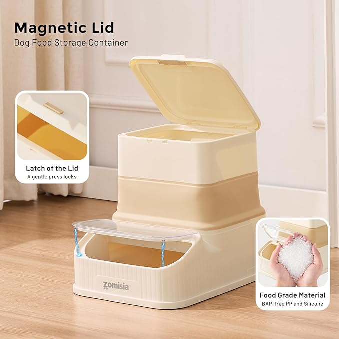 20-30lbs Collapsible Dog Food Storage - First-in, First-out Easy Dispense Base for Freshness, Pet Food Storage Containers with Transparent Lid and Scoop