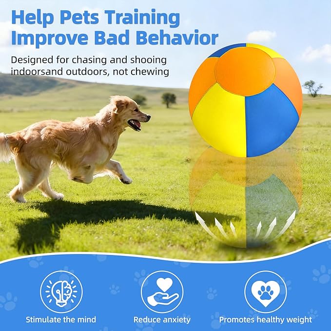 18" Herding Ball for Dogs - Upgraded Chew-Resistant Double-Layer Material Durable Waterproof Dog Toy Suitable for Australian Shepherds, Cattle Dogs, Sheepdogs (Orange+Yello+Blue)