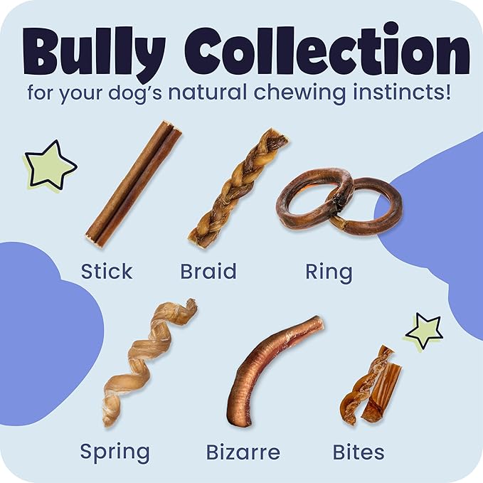 Pawstruck All-Natural 4" Bully Stick Rings for Dogs - Rawhide-Free, 100% Beef, Single Ingredient Dental Chew Bones - Fully Digestible, Low Odor - 10 Count - Packaging May Vary