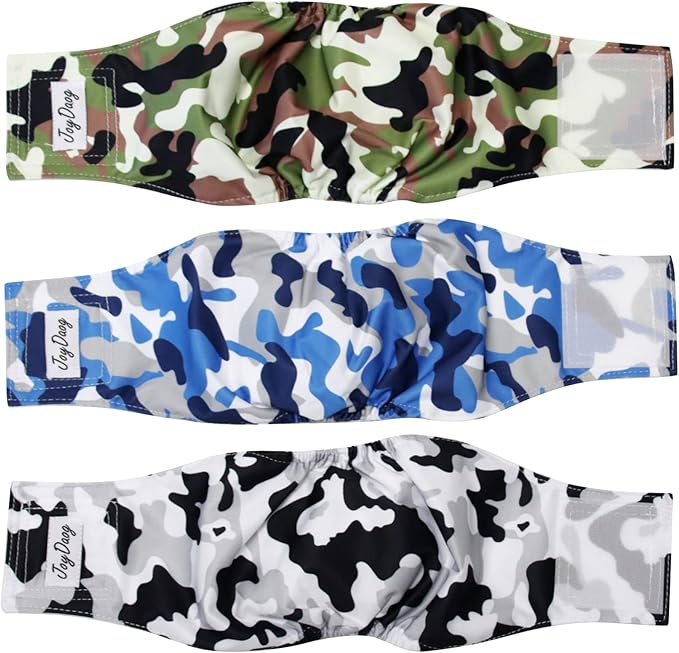 Reusable Belly Bands for Large Dogs,3 Pack Premium Washable Dog Diapers Male Doggie Nappies Wrap Camo,XXL