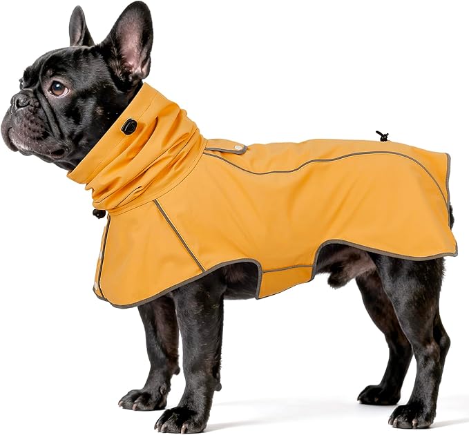 Reflective Dog Raincoat, Windproof & Waterproof Dog Rain Jacket, Adjustable Hooded Pet Poncho with Leash Hole for Small, Medium, Large Dogs(S-2XL) (Yellow, Medium)