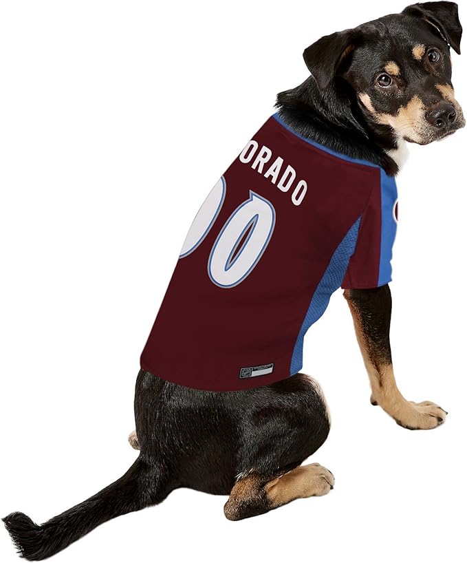 NHL Colorado Avalanche Jersey for Dogs & Cats, Medium. - Let Your Pet Be A Real NHL Fan!