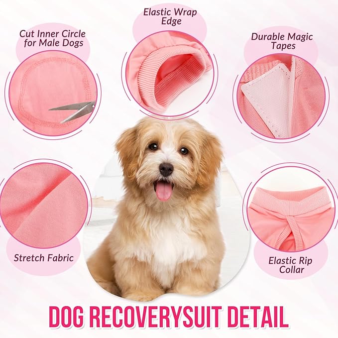 Lukovee Recovery Suit for Dogs, Onesie Surgery Recovery Suit for Female Male Dogs, Abdominal Wounds Cone E-Collar Alternative Prevent Licking Spay Recovery Suit (Fen,XXL)