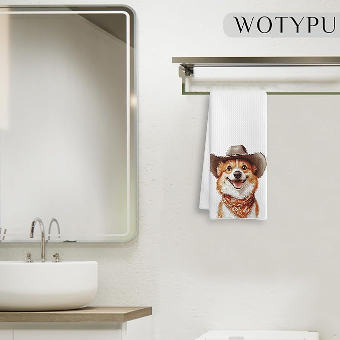 Funny Corgi Gifts Kitchen Towels, Corgi Gifts for Women Dish Tea Towel for Kitchen Decor, Corgis Gifts Hand Towels for Bathroom Decor, 16X24 Inch